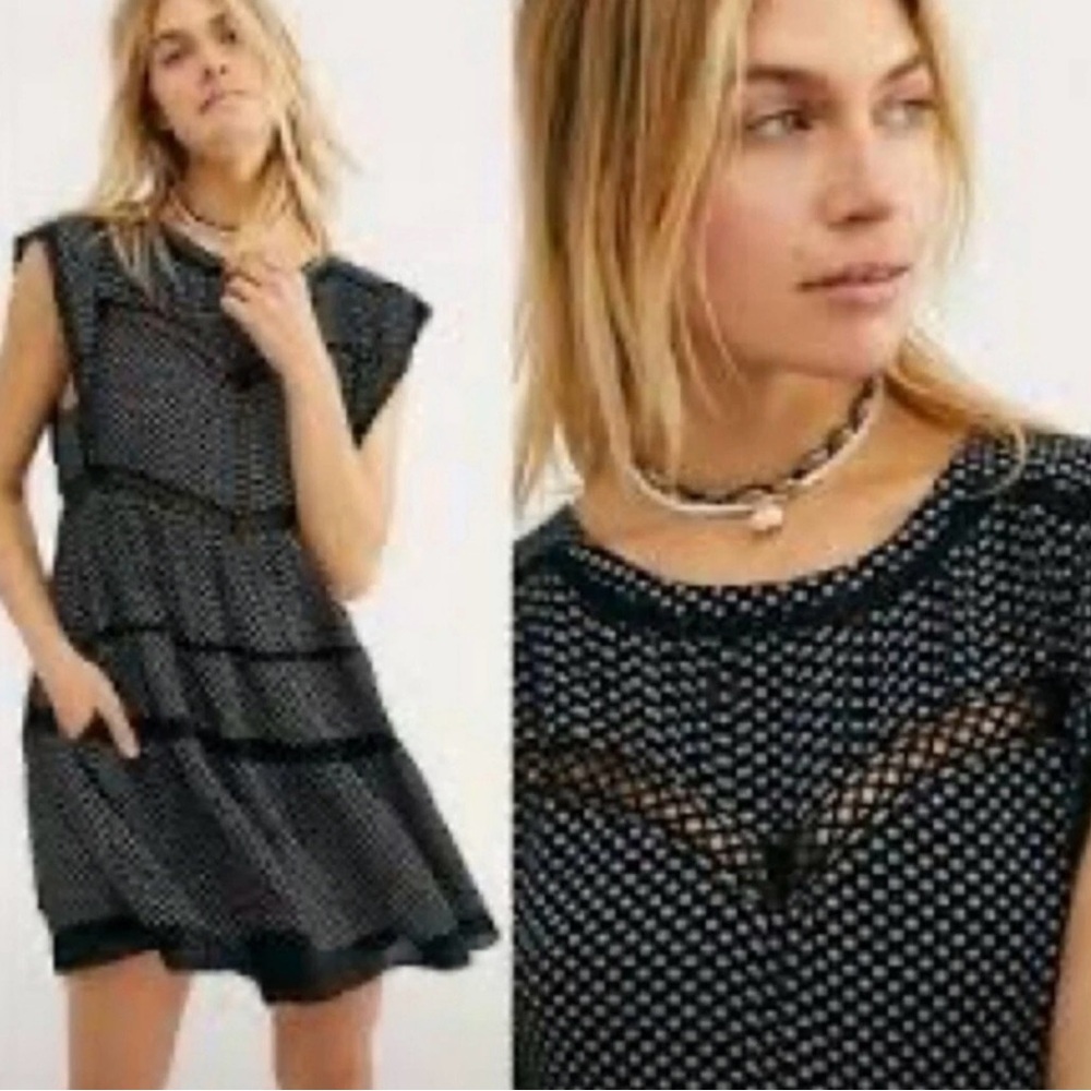 Free People Black and White Mini Dress